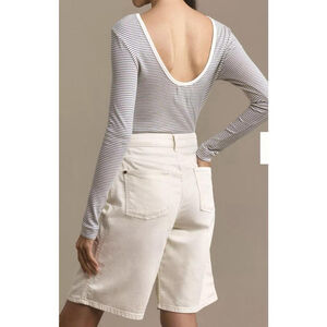 VTG Lee White Relaxed Fit Long Denim Shorts Size small